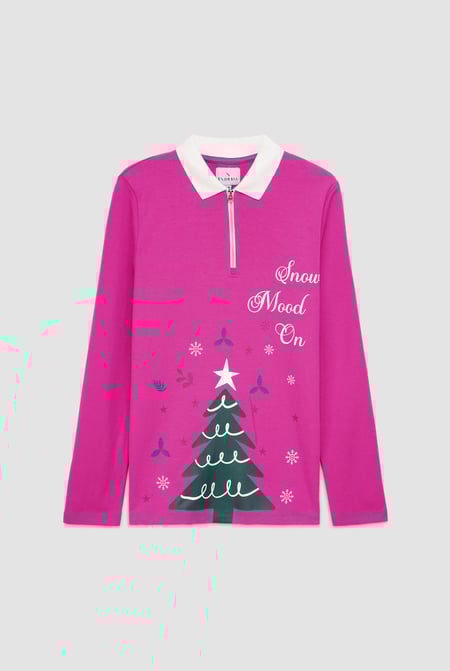 Womens Fuchsia Festive Half Zip Top