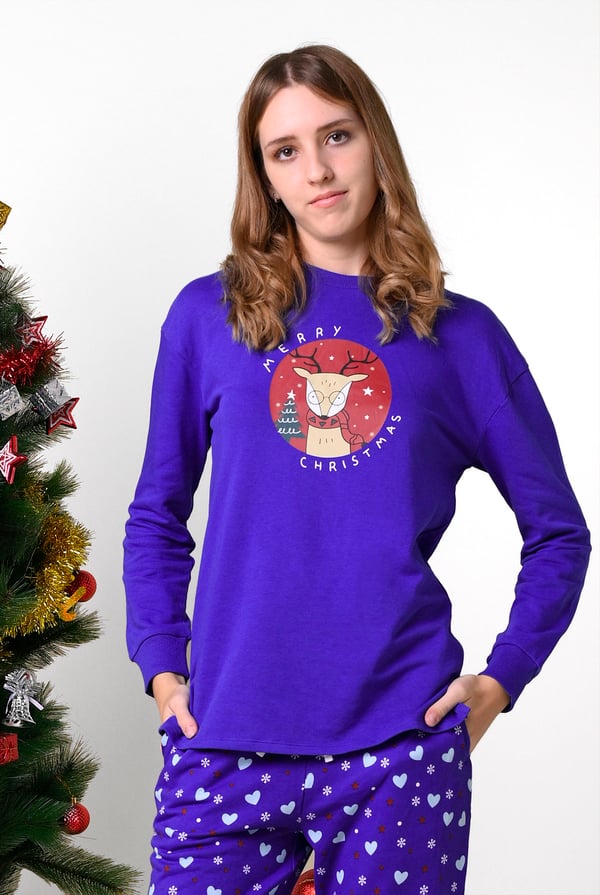 Women's Blue Reindeer Christmas Sweatshirt