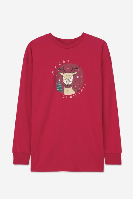 Women's Red Reindeer Christmas Sweatshirt