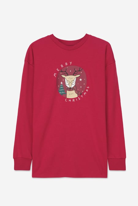 Women's Red Reindeer Christmas Sweatshirt