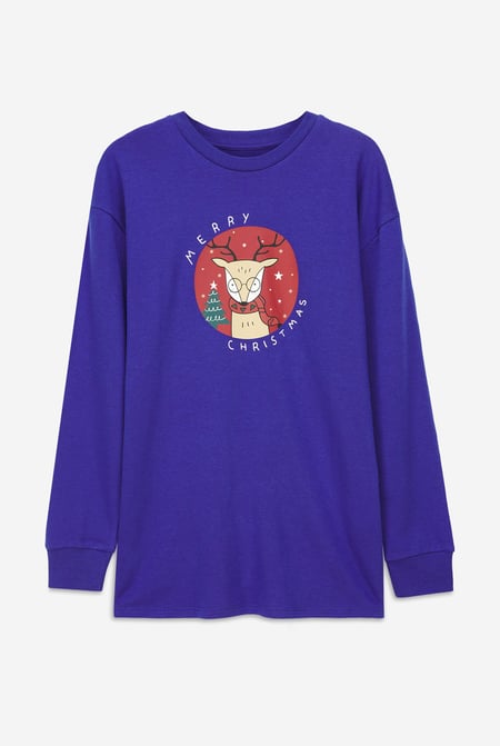 Women's Blue Reindeer Christmas Sweatshirt