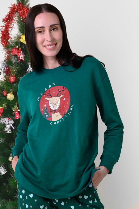 Women's Blue Reindeer Christmas Sweatshirt