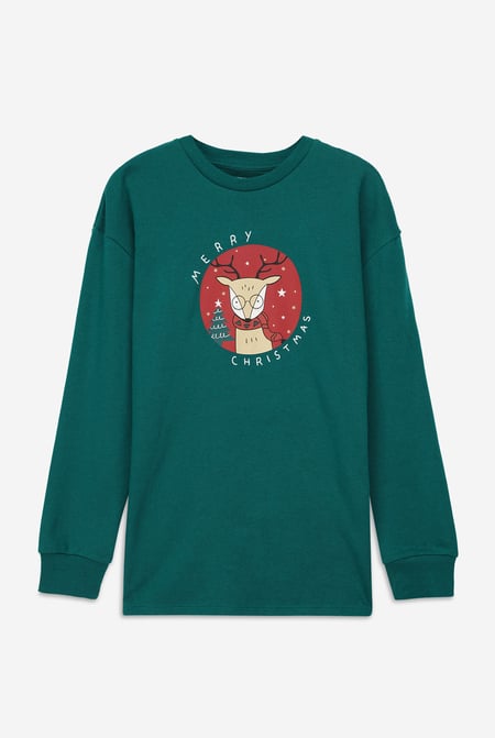 Women's Green Reindeer Christmas Sweatshirt