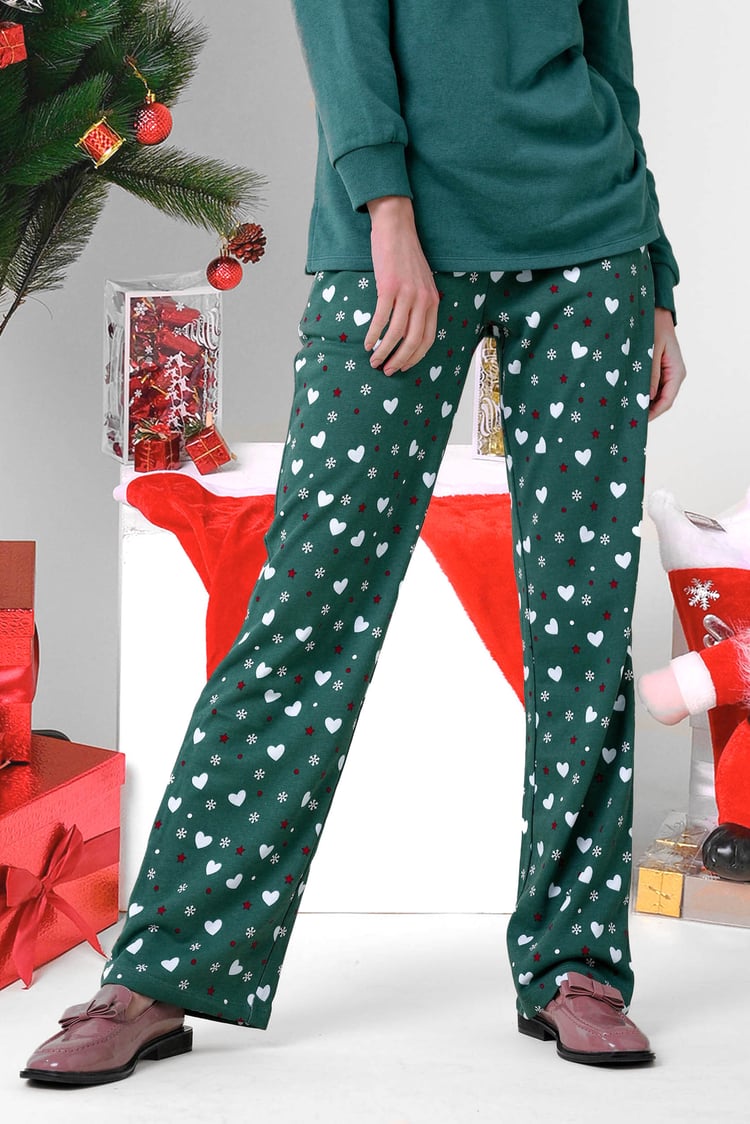 Women's Snow Heart Printed Pyjamas