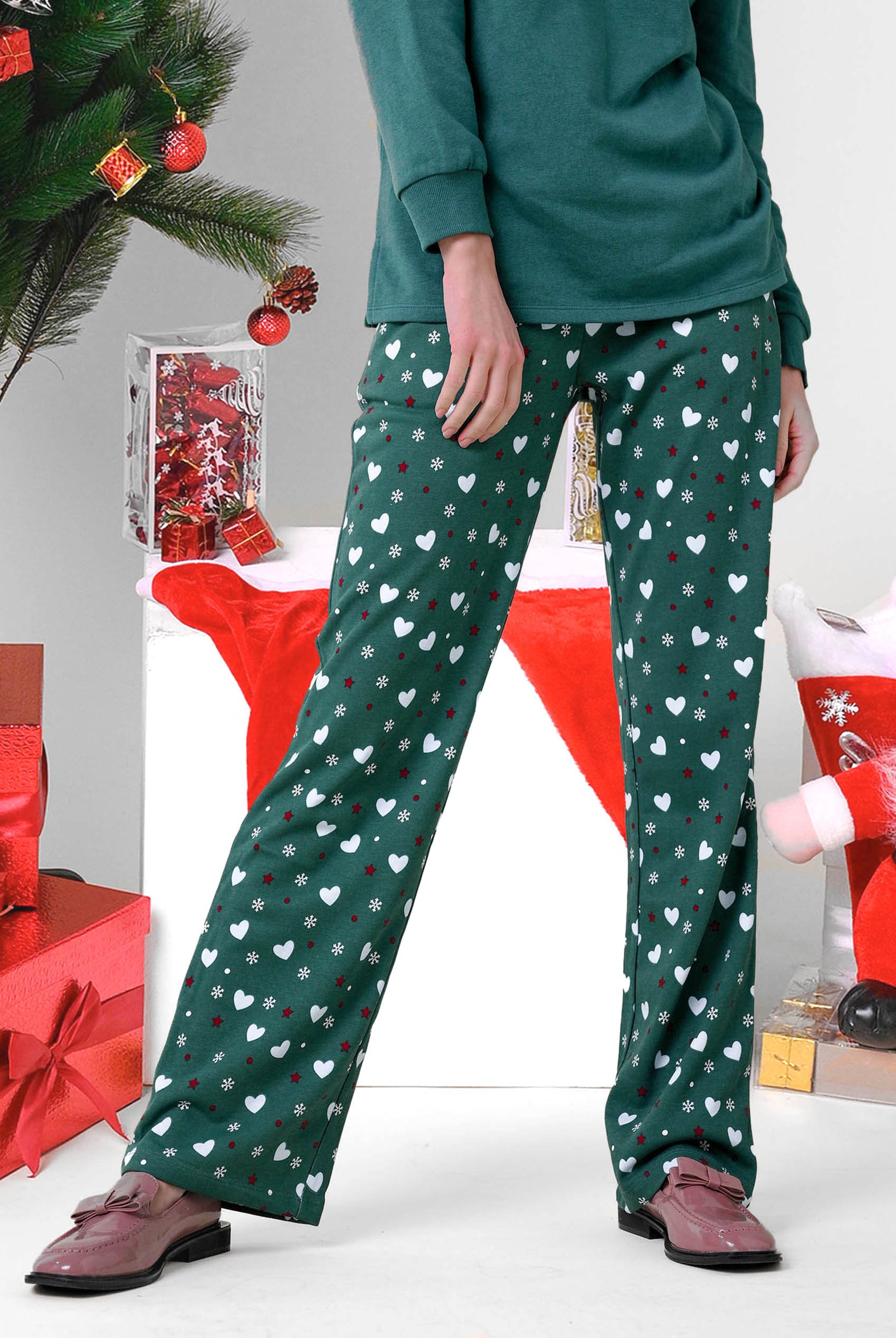 Womens Snow Heart Printed Pyjamas