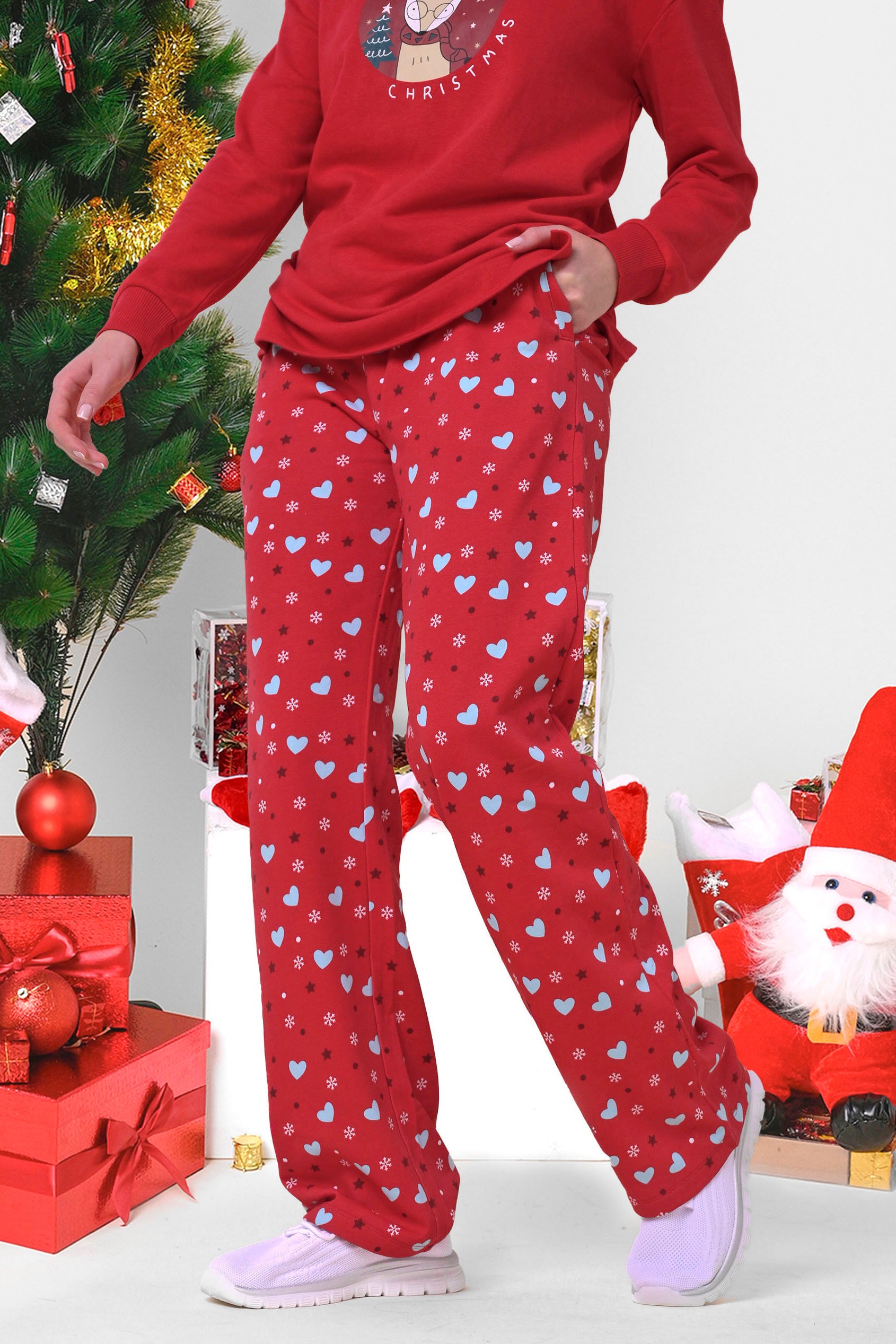 Women's Snow Heart Printed Pyjamas