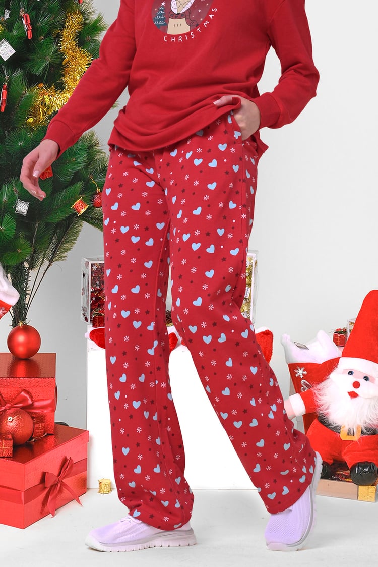 Women's Snow Heart Printed Pyjamas