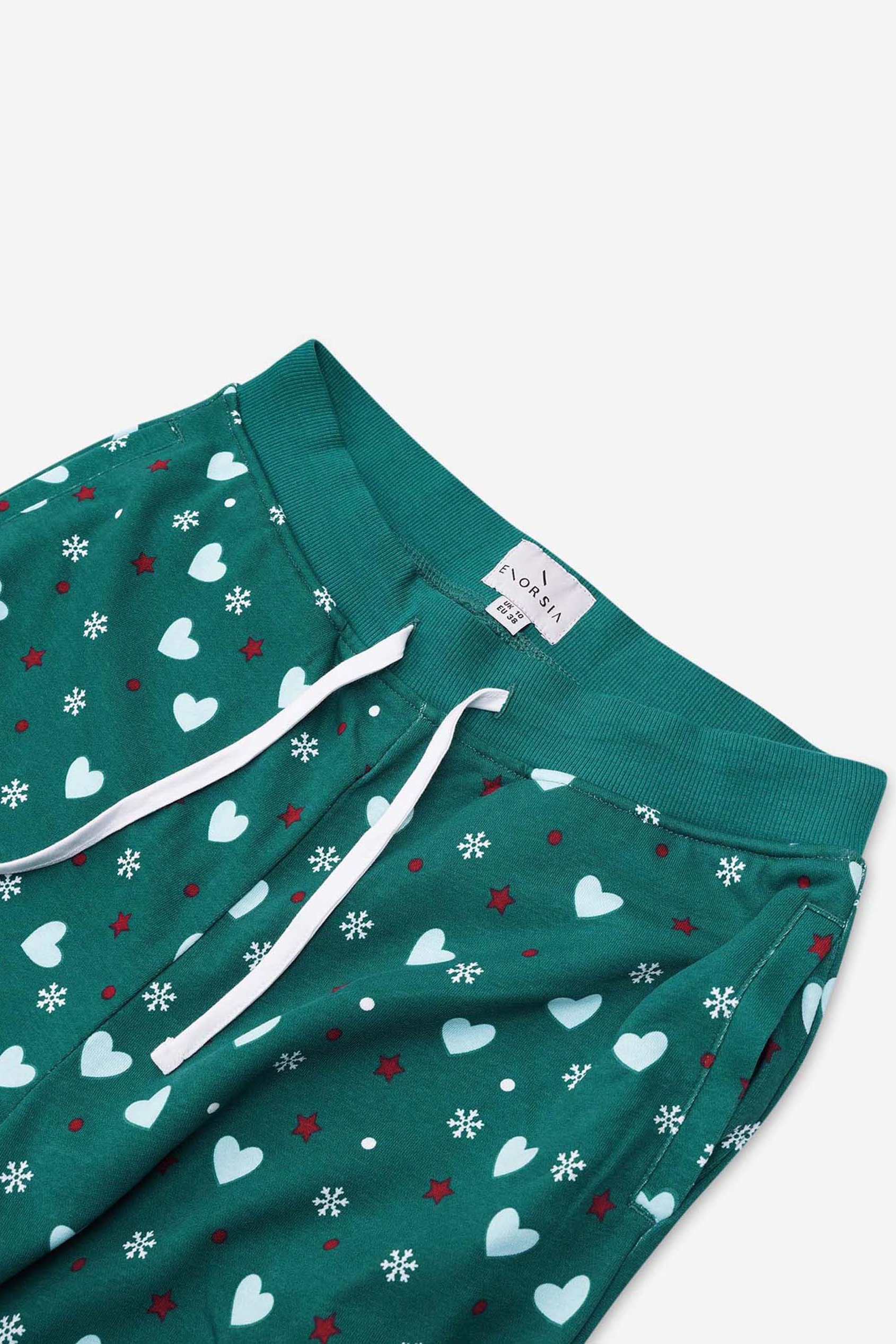 Women's Snow Heart Printed Pyjamas