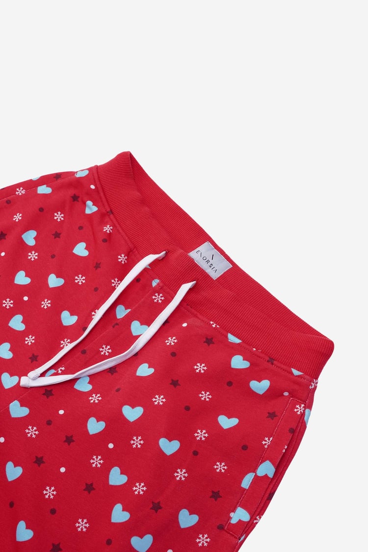 Women's Snow Heart Printed Pyjamas