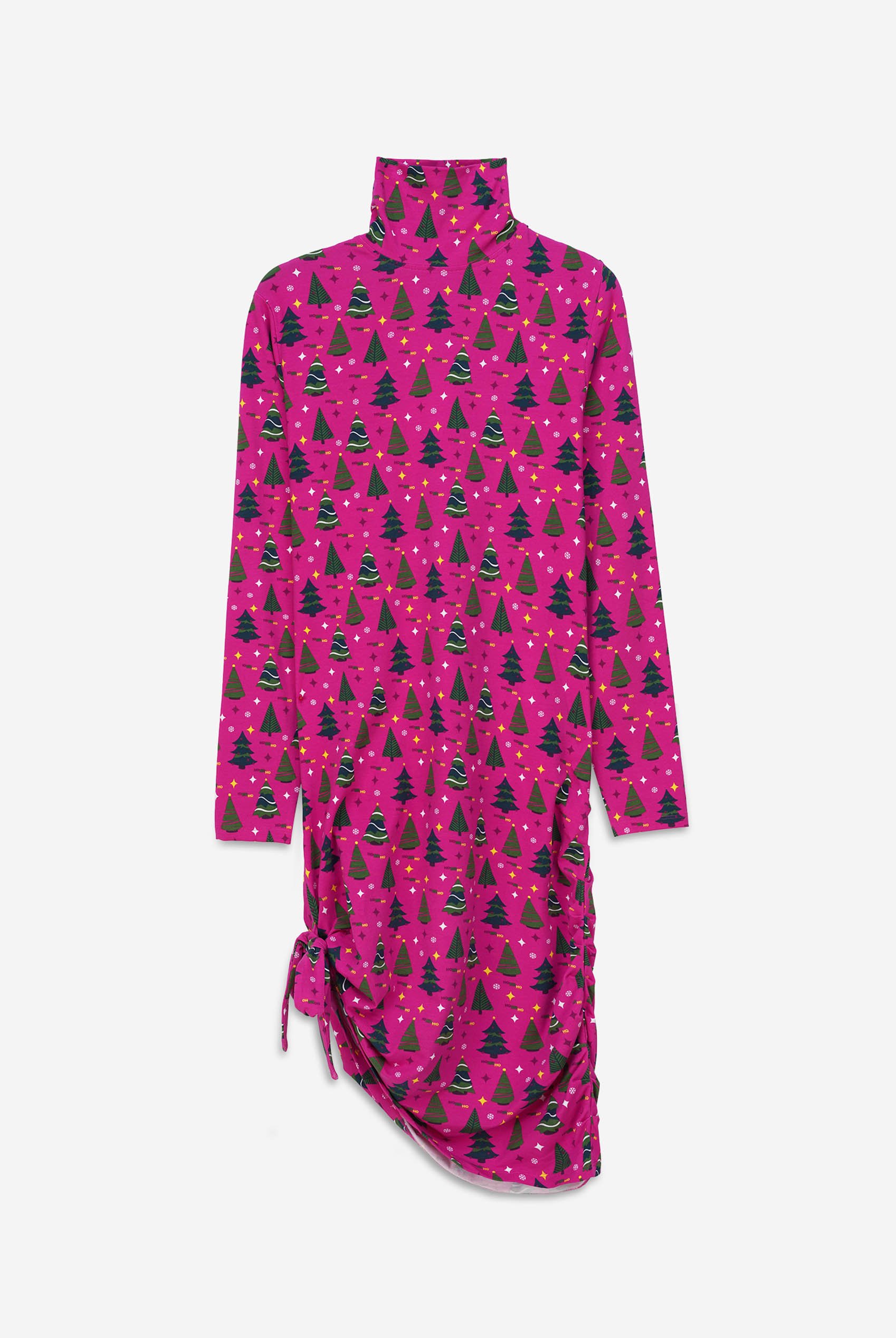 Side Tie Knot Christmas Print Bodycon Dress