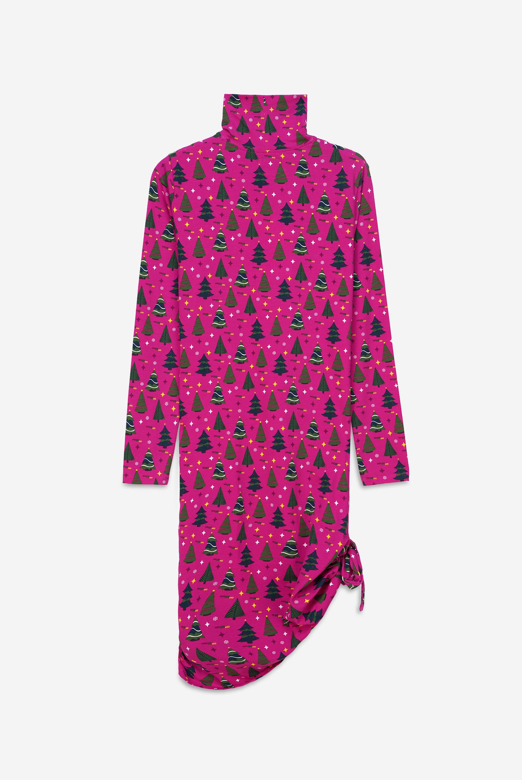 Side Tie Knot Christmas Print Bodycon Dress