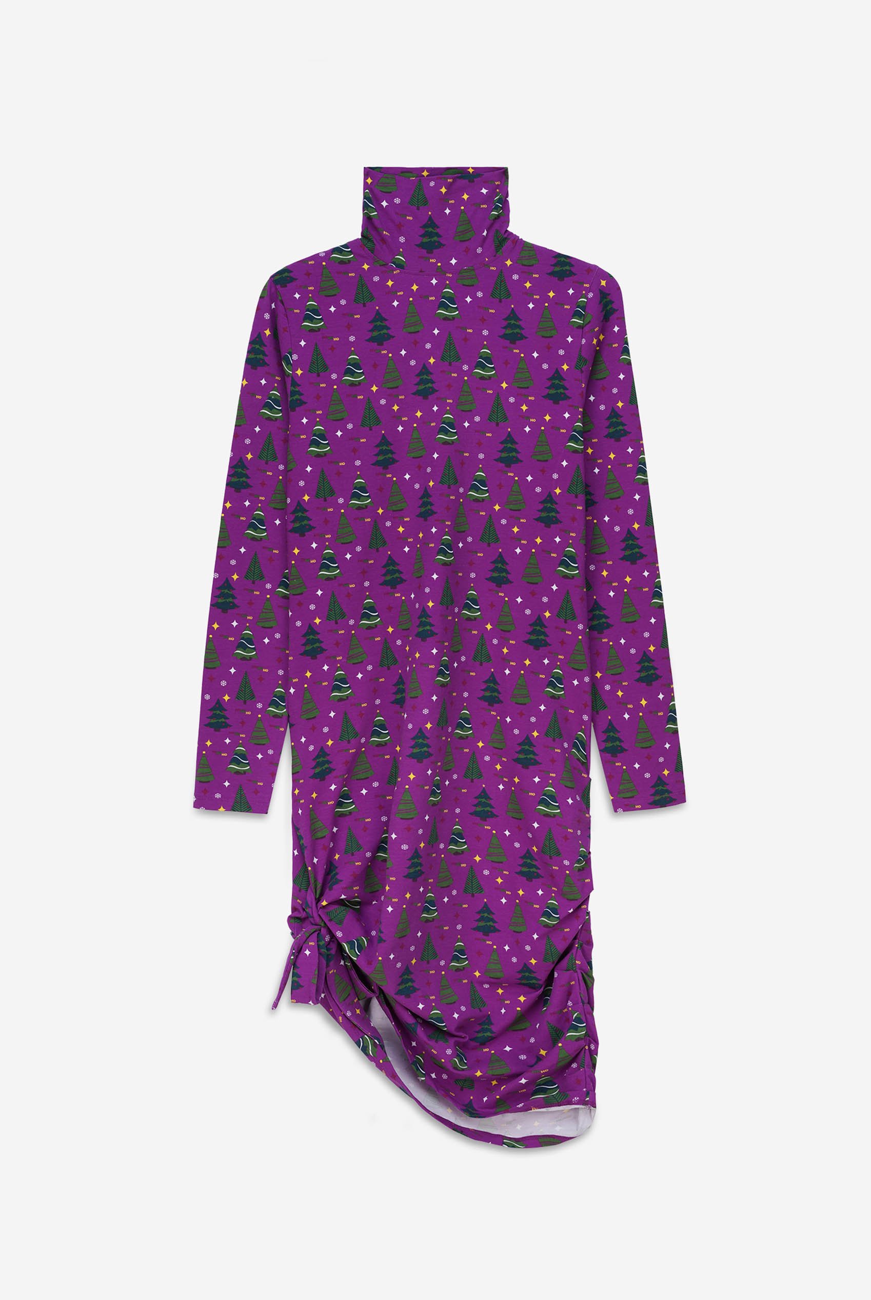 Side Tie Knot Christmas Print Bodycon Dress
