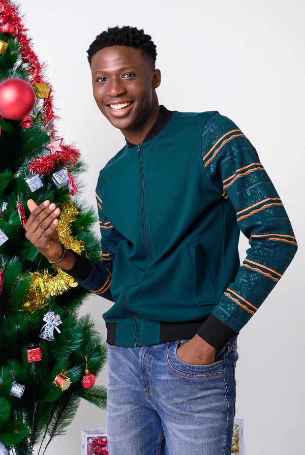 Mens Teal Zip up Bomber Jacket