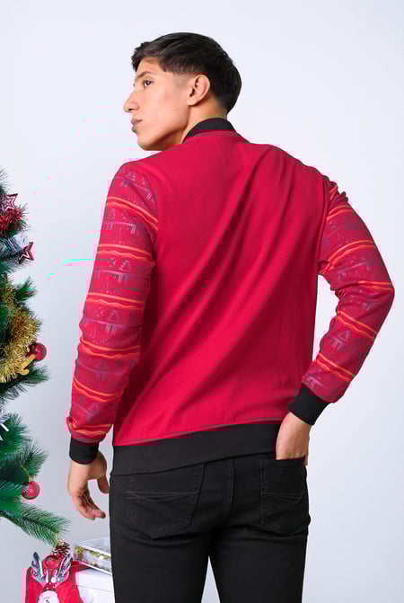 Mens Red Zip up Bomber Jacket