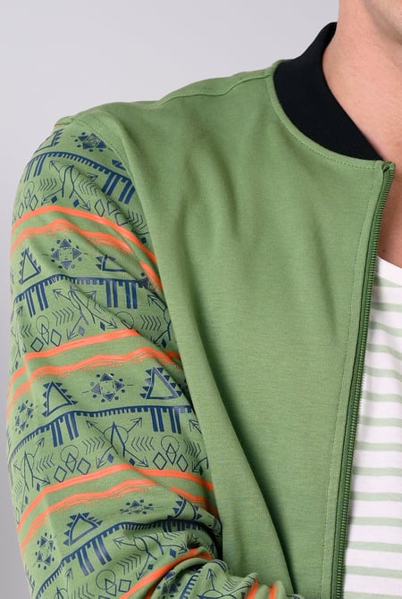 Mens Green Zip up Bomber Jacket