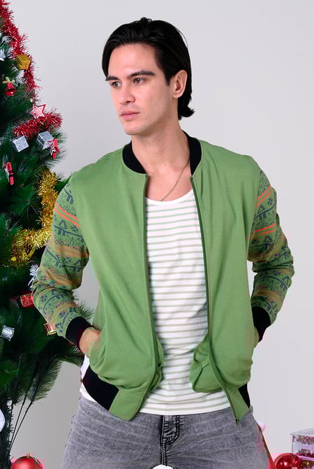 Mens Teal Zip up Bomber Jacket