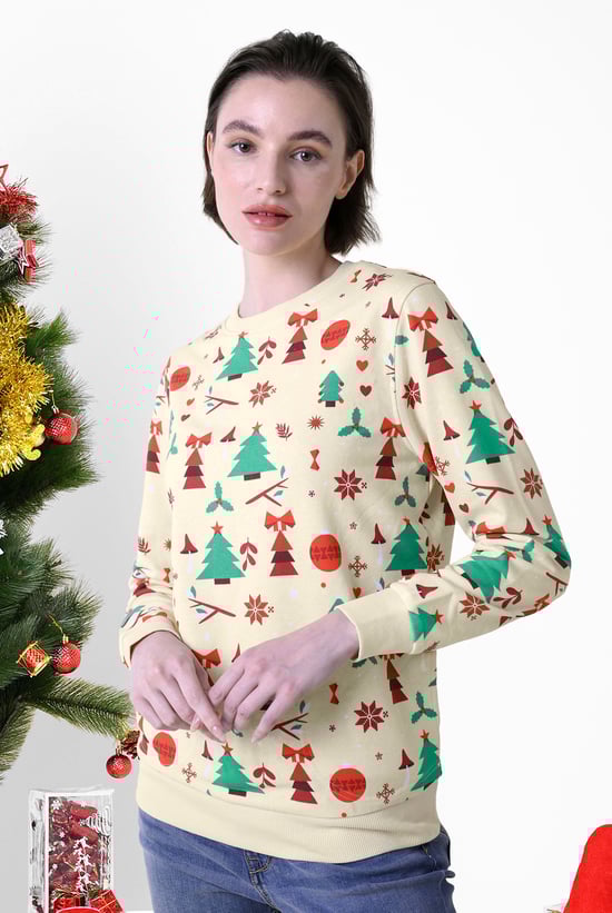 Womens Christmas Print Crew Neck Sweatshirt