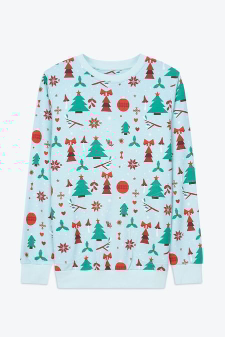 Womens Green Christmas Print Crew Neck Sweatshirt