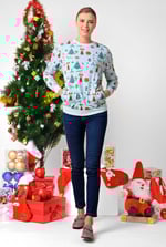 Womens Christmas Print Crew Neck Sweatshirt