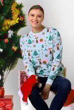 Womens Christmas Print Crew Neck Sweatshirt