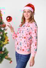 Womens Christmas Print Crew Neck Sweatshirt