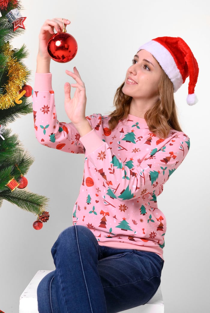 Womens Christmas Tree Printed Sweatshirt