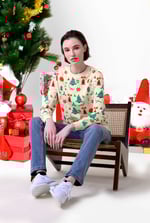Womens Christmas Print Crew Neck Sweatshirt