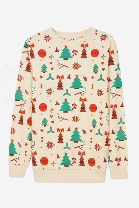 Womens Yellow Christmas Print Crew Neck Sweatshirt