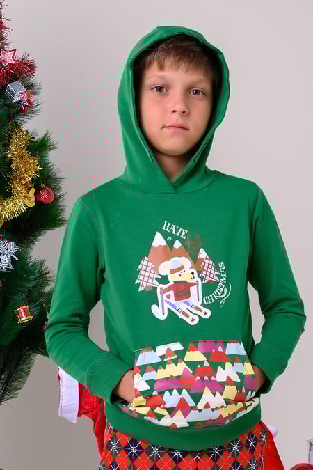 Boys Sky Christmas Ice Skating Print Hoodie (12/18mths-7yrs)