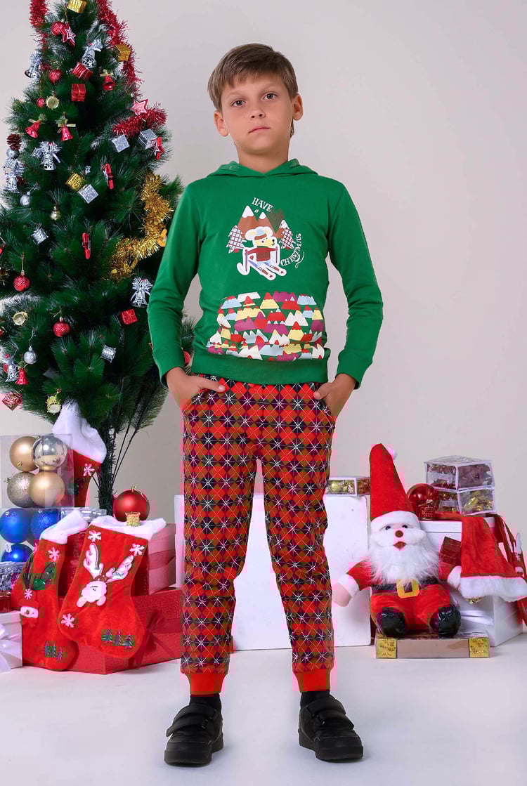 Boys Christmas Ice Skating Print Hoodie (12/18mths-7yrs)