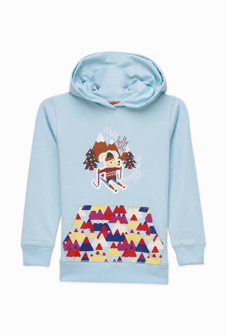 Boys Christmas Ice Skating Print Hoodie (12/18mths-7yrs)