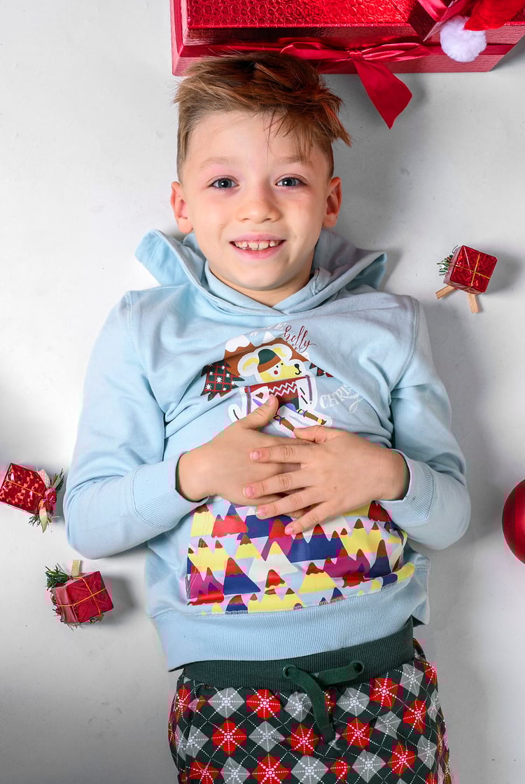 Boys Christmas Ice Skating Print Hoodie (12/18mths-7yrs)