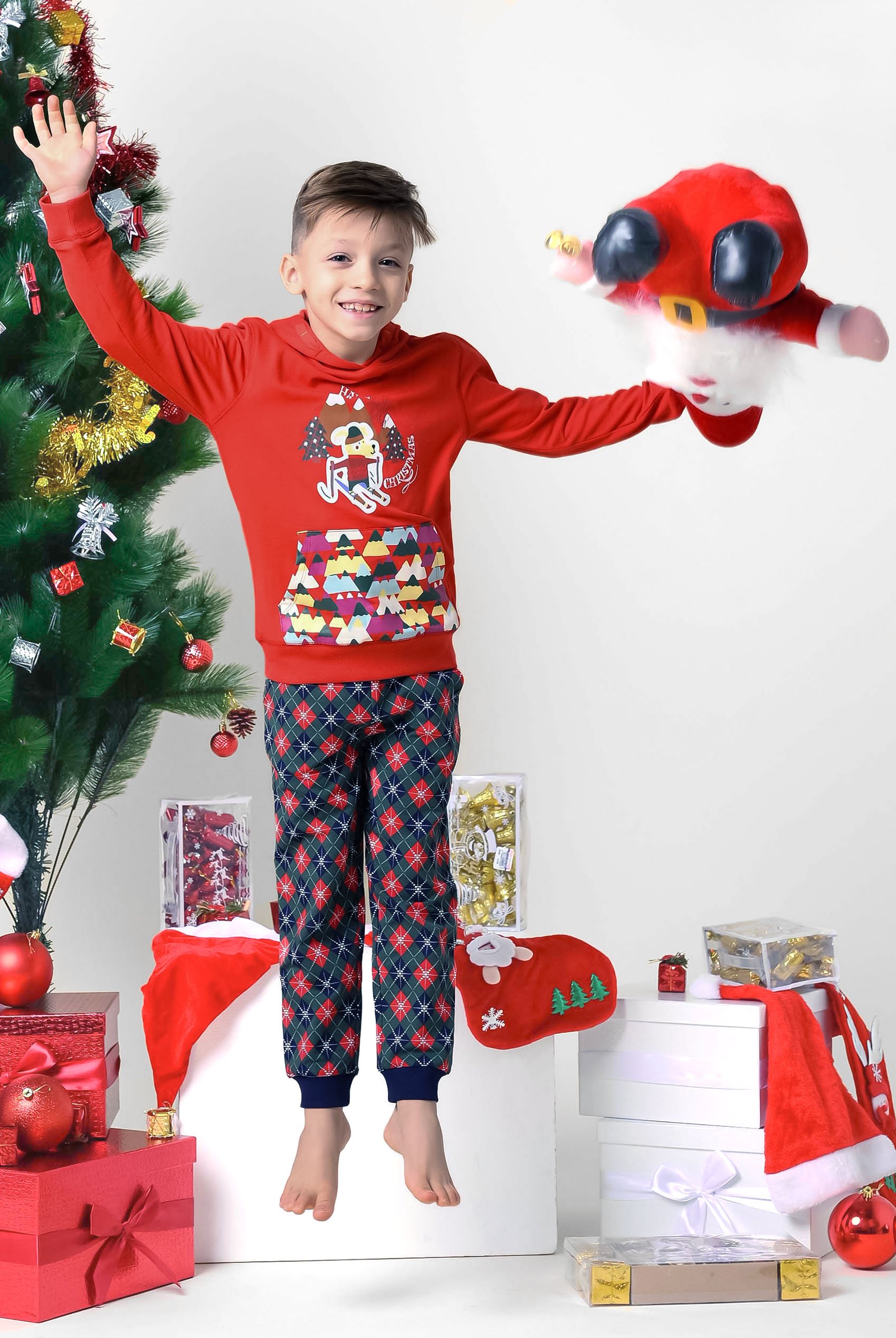 Boys Christmas Ice Skating Print Hoodie (12/18mths-7yrs)