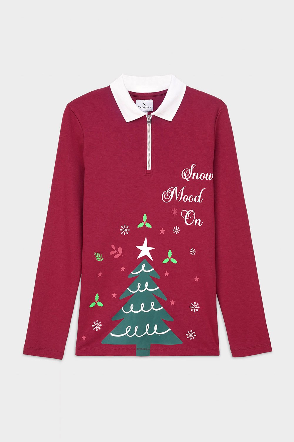 Womens Festive Half Zip Top