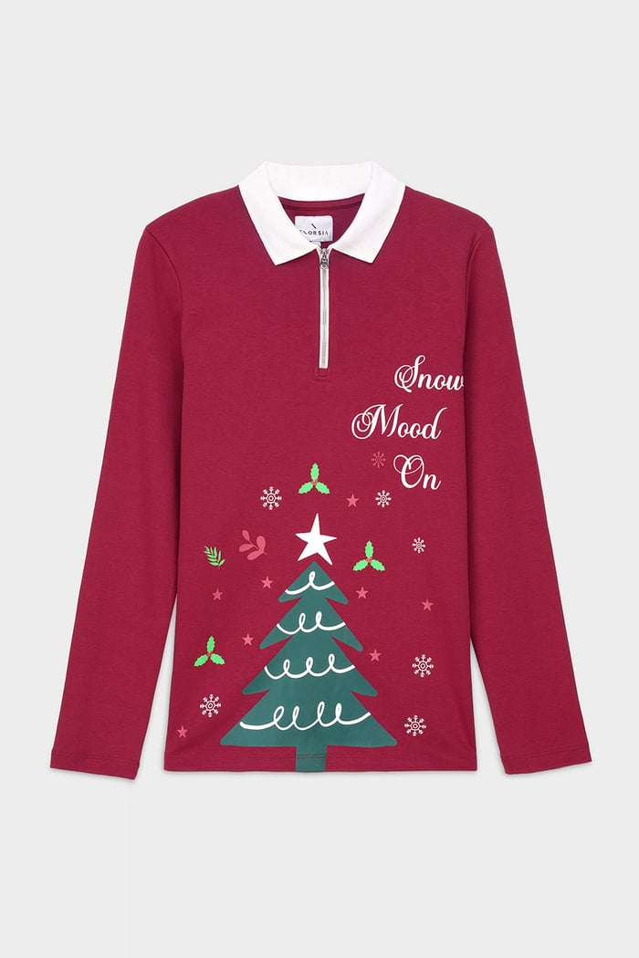 Womens Festive Half Zip Top