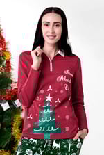 Womens Festive Half Zip Top