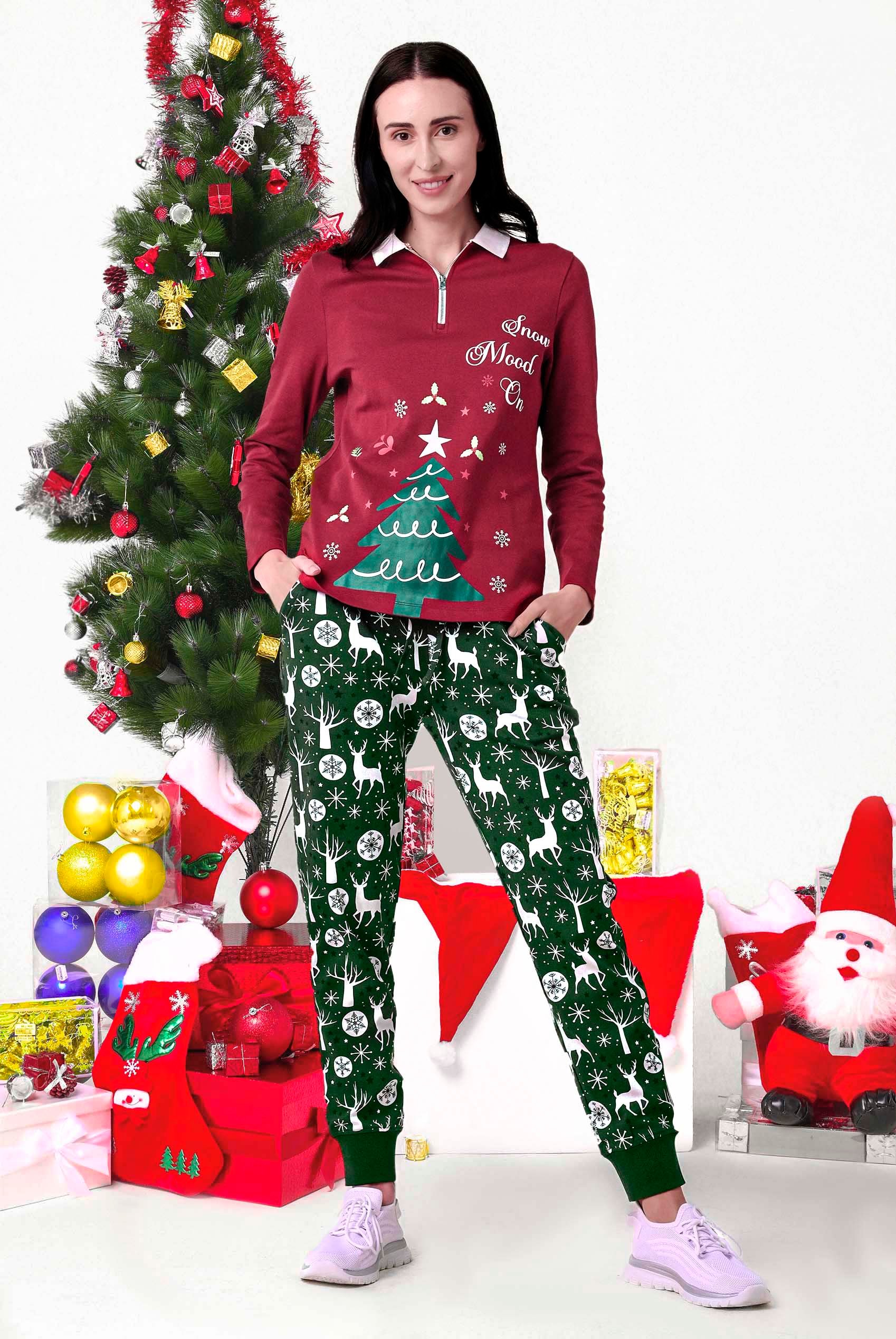 Womens Festive Half Zip Top