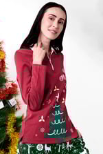 Womens Festive Half Zip Top