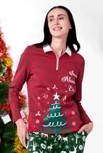 Womens Festive Half Zip Top