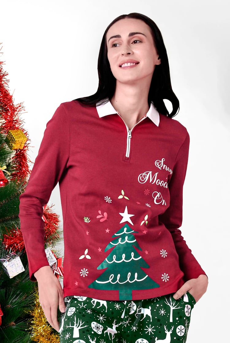 Womens Festive Half Zip Top