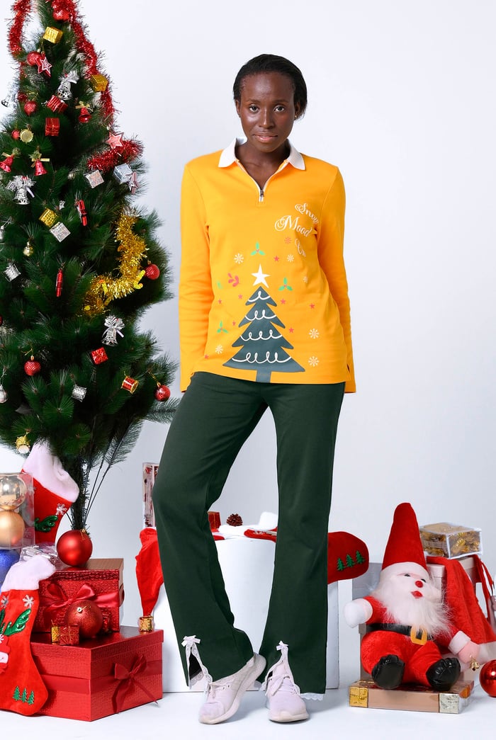 Womens Lace Insert Hem Christmas Trouser