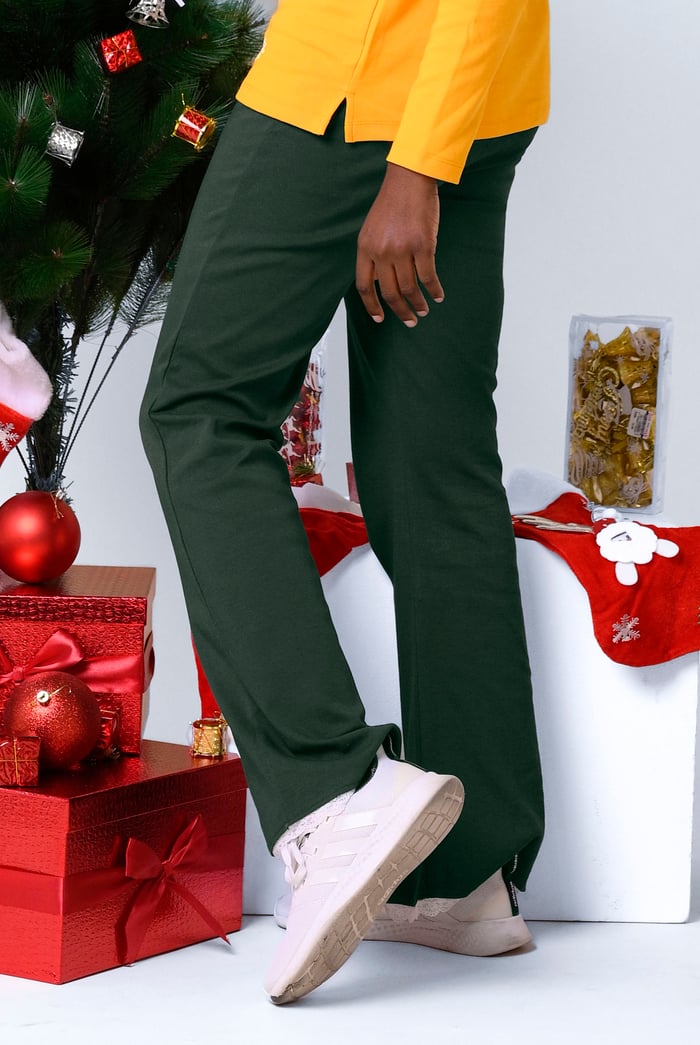 Womens Lace Insert Hem Christmas Trouser