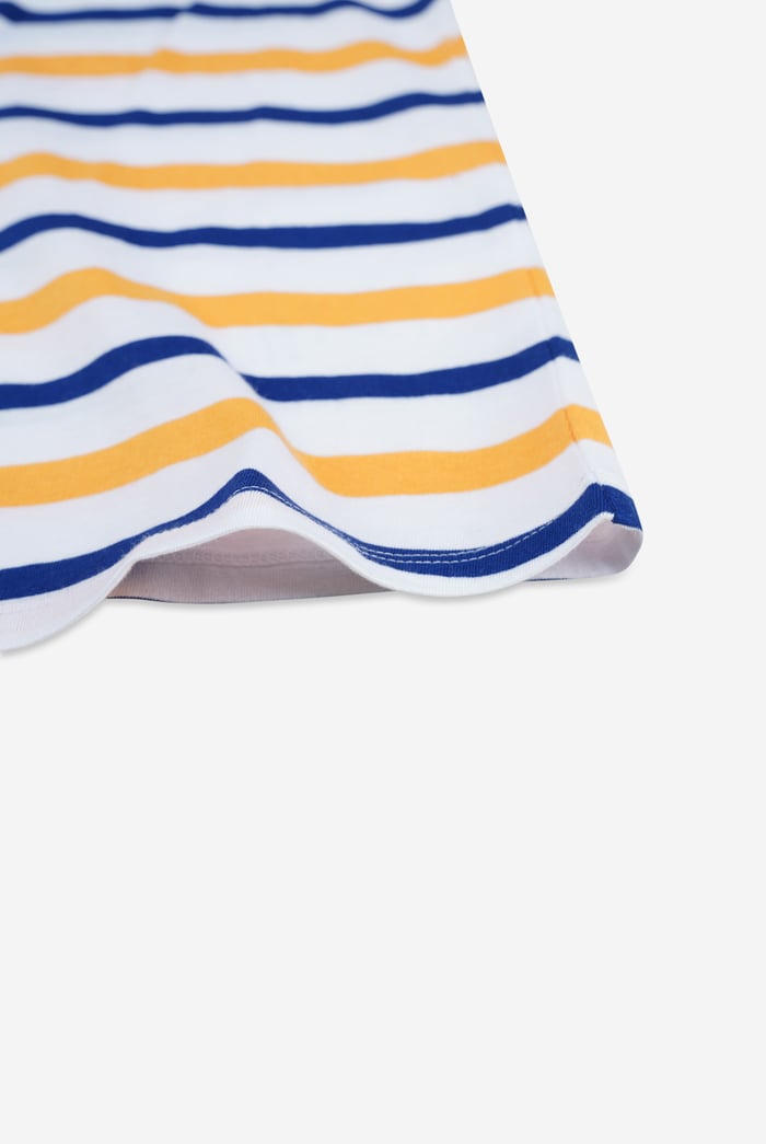 Womens Button Details Stripe T-Shirt