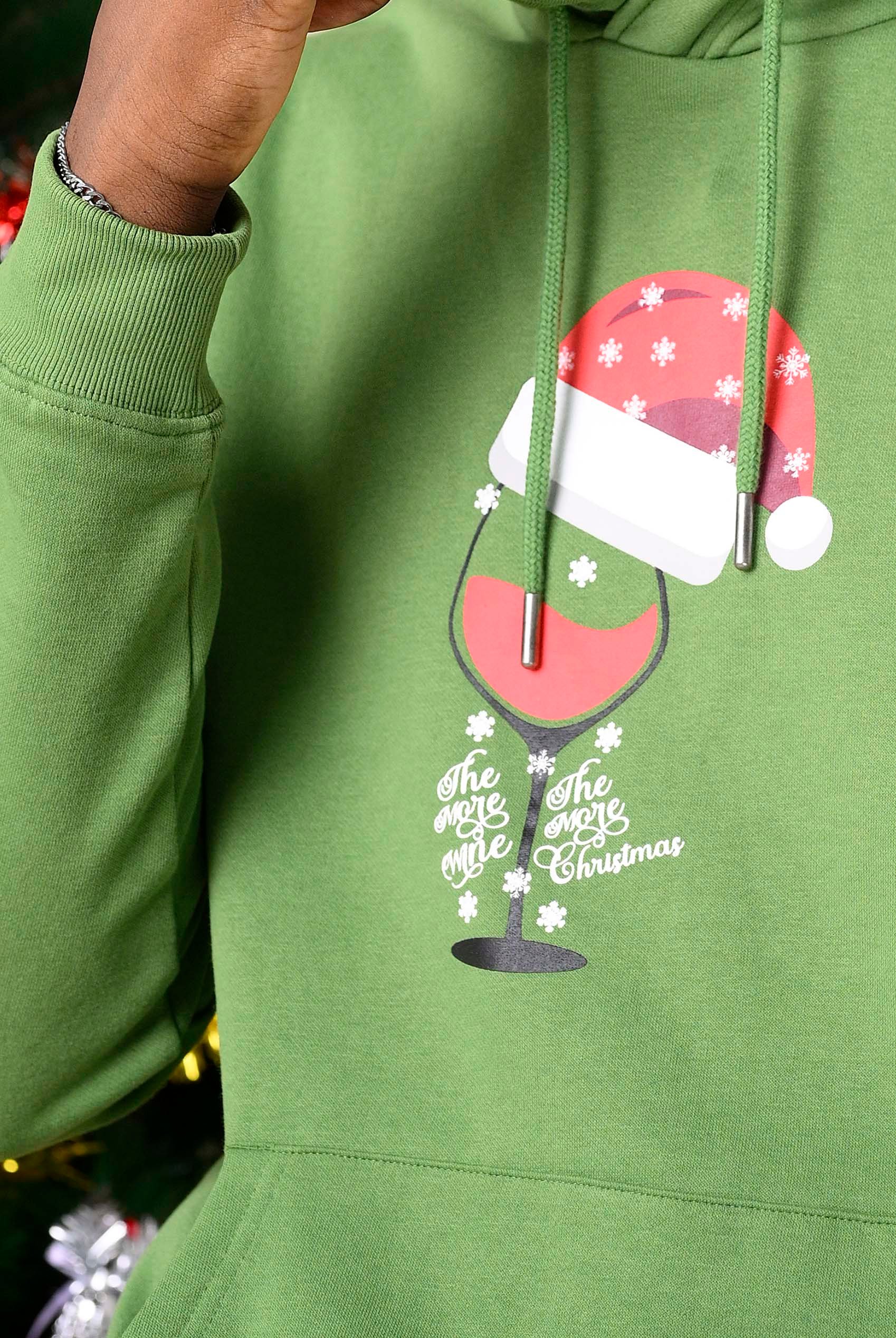 Mens Christmas Wine print Hoodie