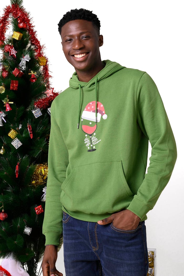 Mens Christmas Wine print Hoodie