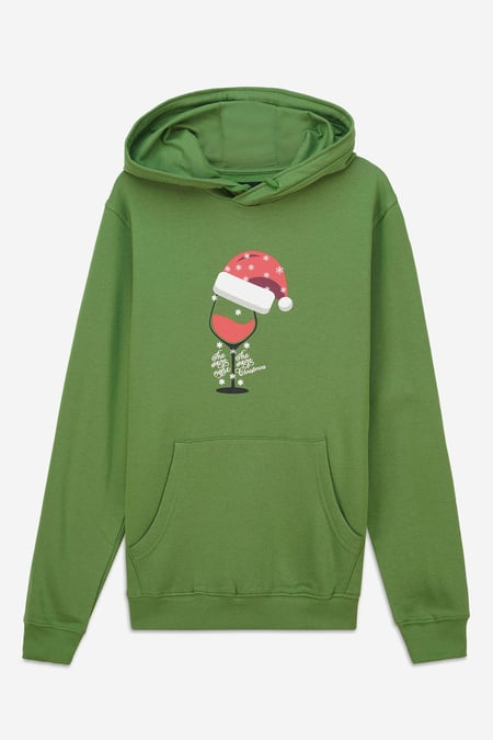 Mens Green Christmas Graphic Hoodie