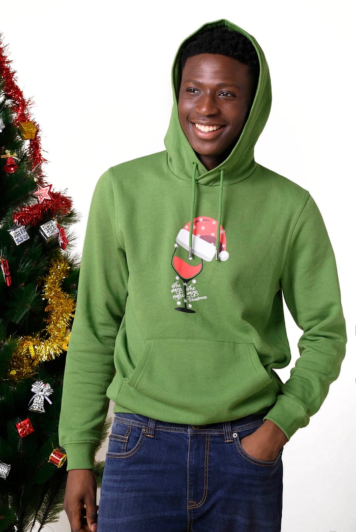 Mens Christmas Wine print Hoodie