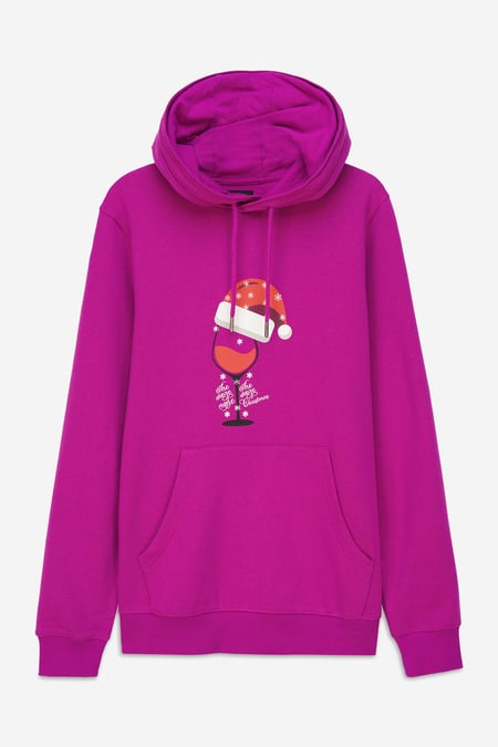 Mens Fuchsia Christmas Graphic Hoodie