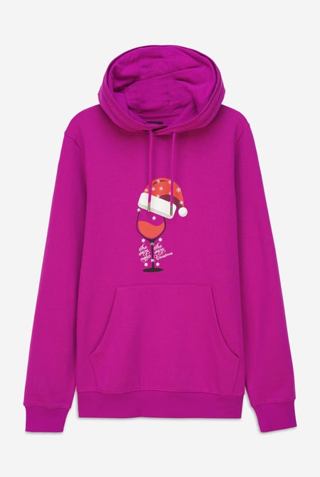 Mens Fuchsia Christmas Graphic Hoodie