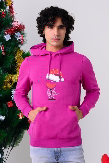 Mens Navy Christmas Graphic Hoodie